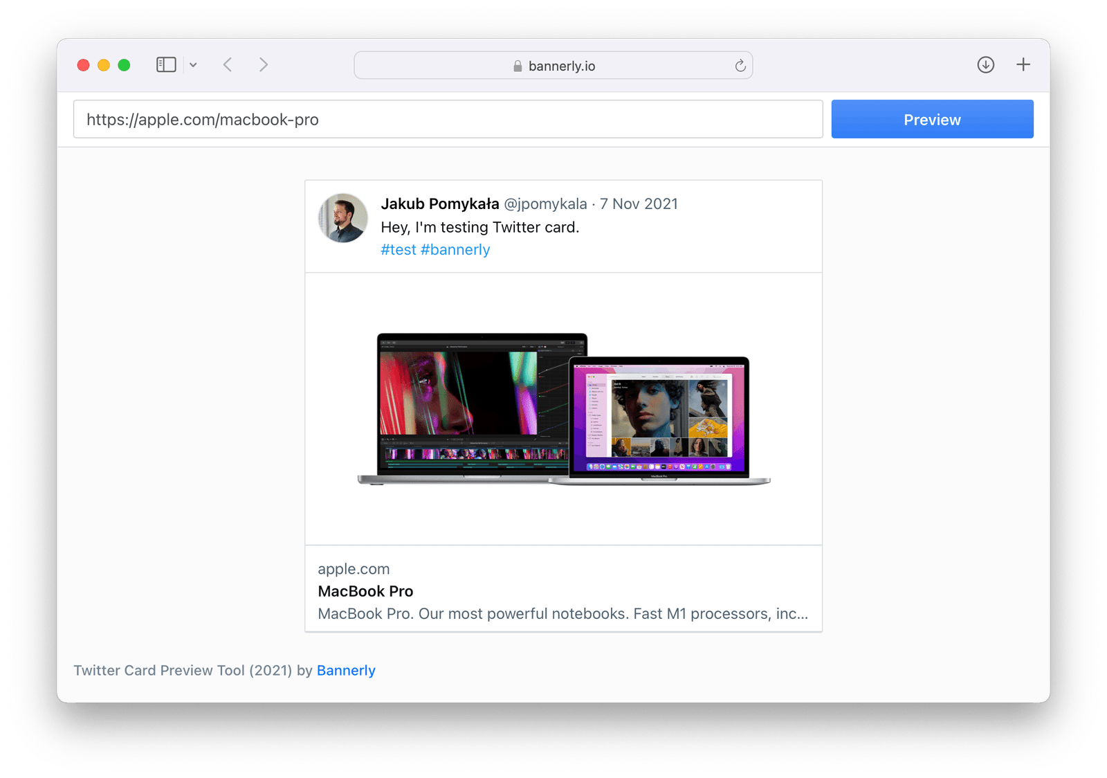 Twitter Card preview example